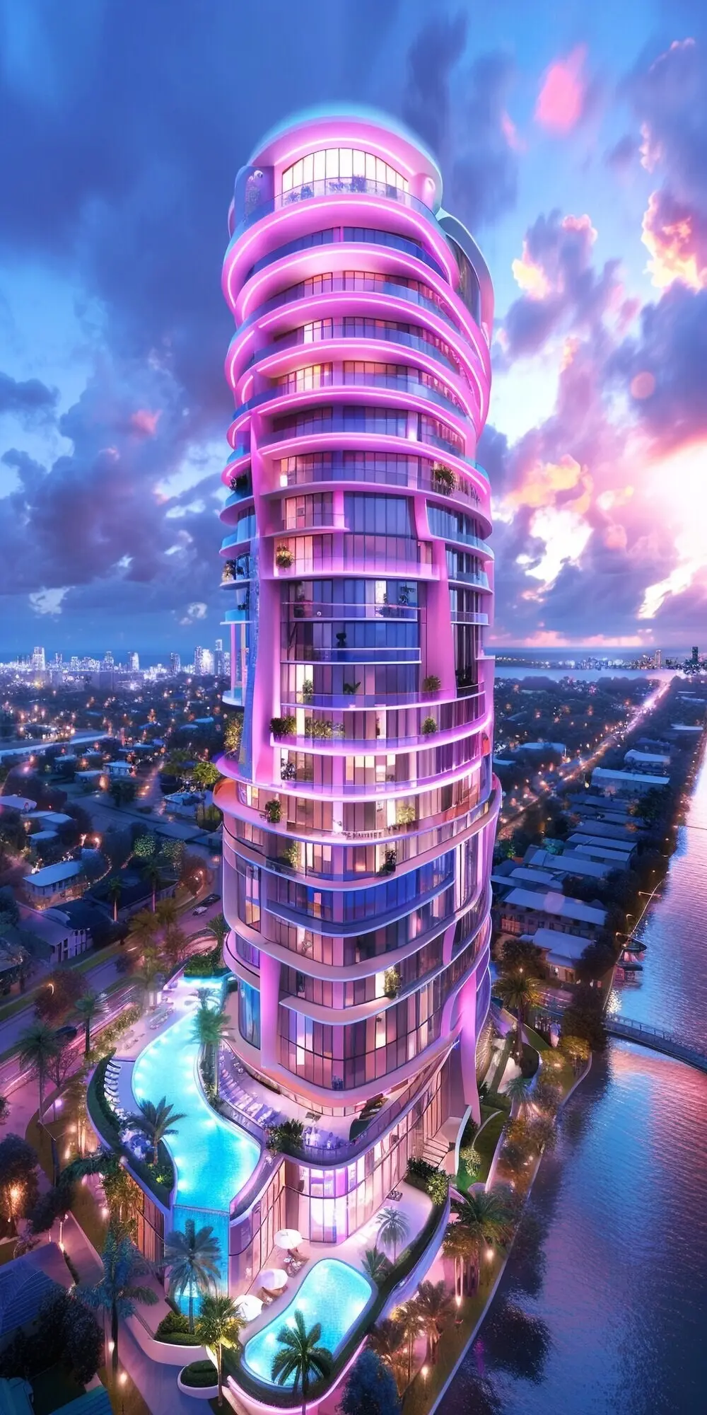 Landschaft an der Bucht von Miami